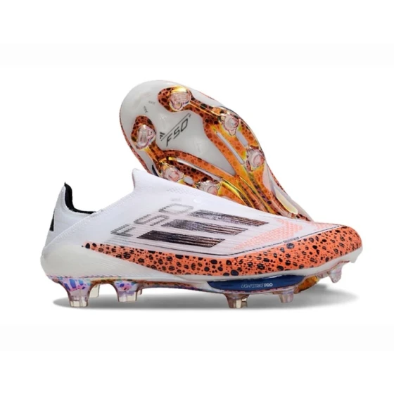 F50+ Lightstrike Pro Laceless FG Firm Ground Soccer Cleats - White/Leopar