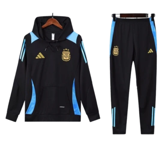 Argentina Nation 2024-25 Hooded Black Training Tracksuit Kits