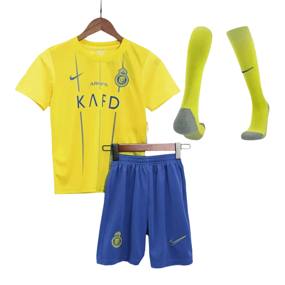 2023/24 Kids Al Nassr Home Whole Kit(Jersey+Shorts+Socks)