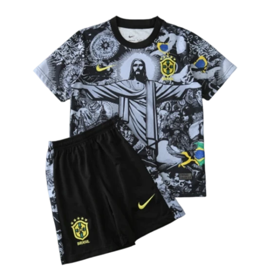 2024 Brazil Christ the Redeemer Special Kids Kit Football Jersey
