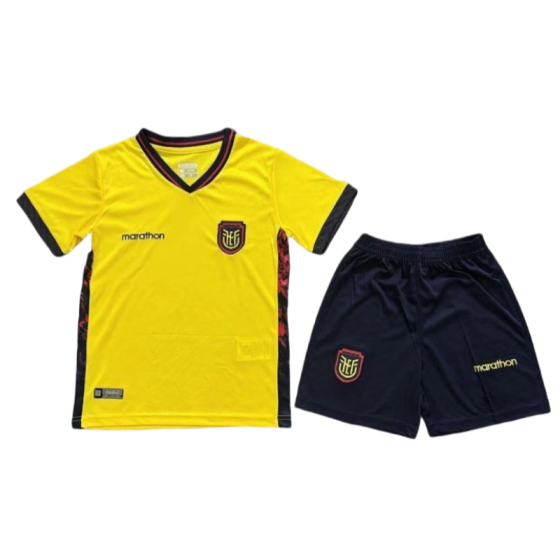 Ecuador World Cup 2026 Home Kids Short Sleeve Kit &amp; Jersey + Shorts Fan Version