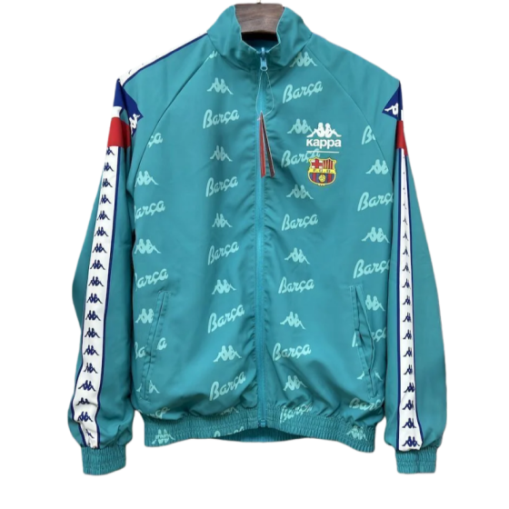 2025-26 Barcelona Retro Training Reversible Double-Sides Windbreaker Jacket Green&amp;Blue