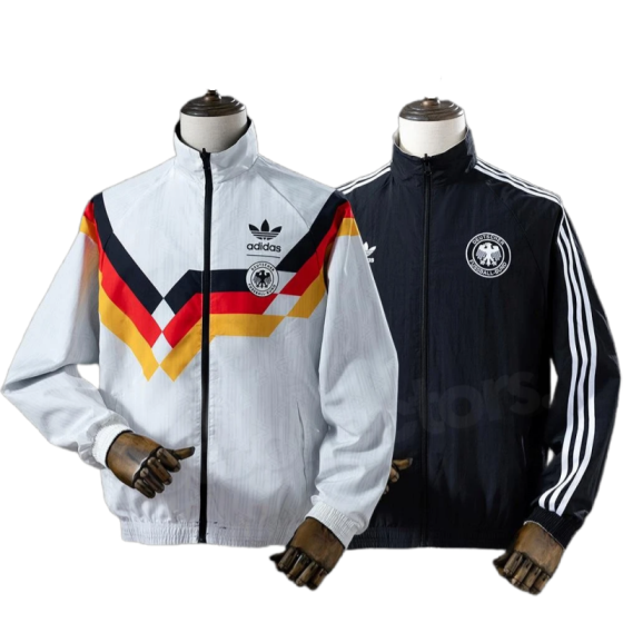 Germany Retro Reversible Double-Sides Windbreaker Jacket White&amp;Black 1990