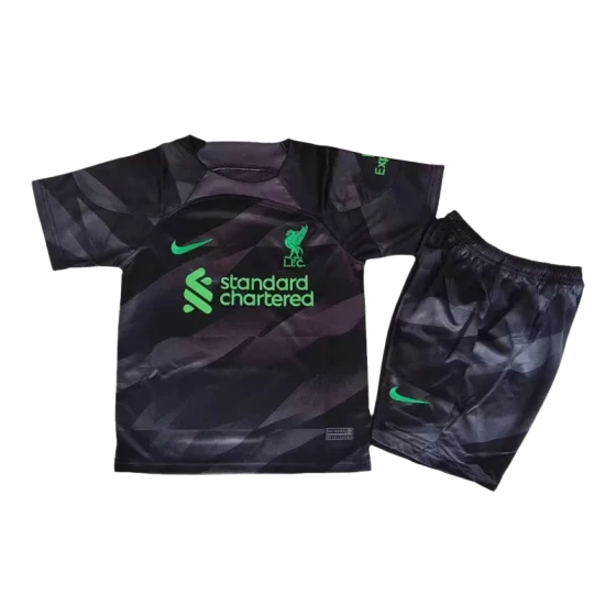 23-24 Kids Liverpool Goalkeeper Kit(Jersey+Shorts) Black