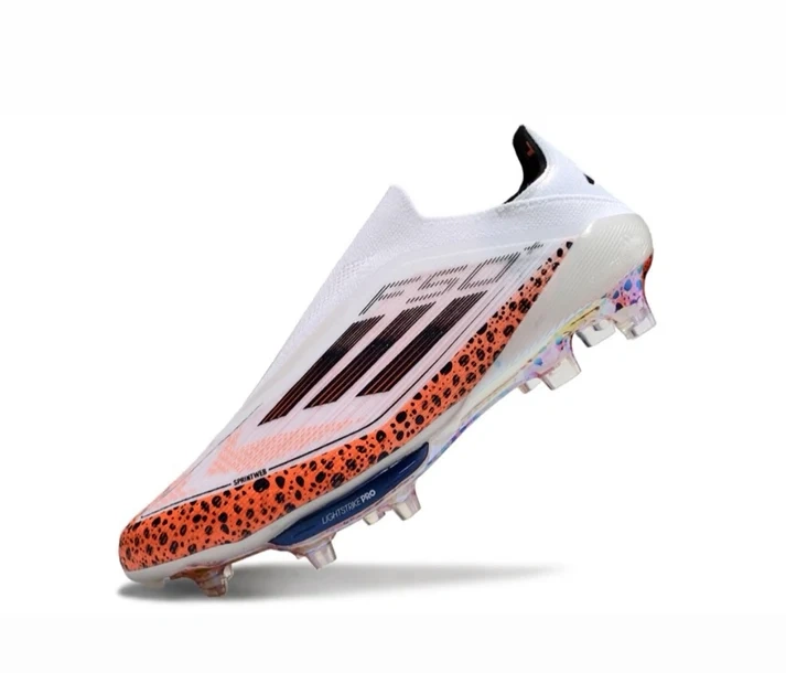 F50+ Lightstrike Pro Laceless FG Firm Ground Soccer Cleats - White/Leopar