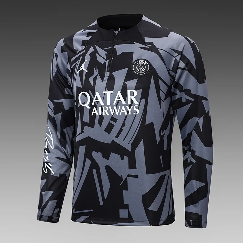 2024/2025 Paris Saint-Germain Half-Pull Training Suit Black Gray Football Shirt