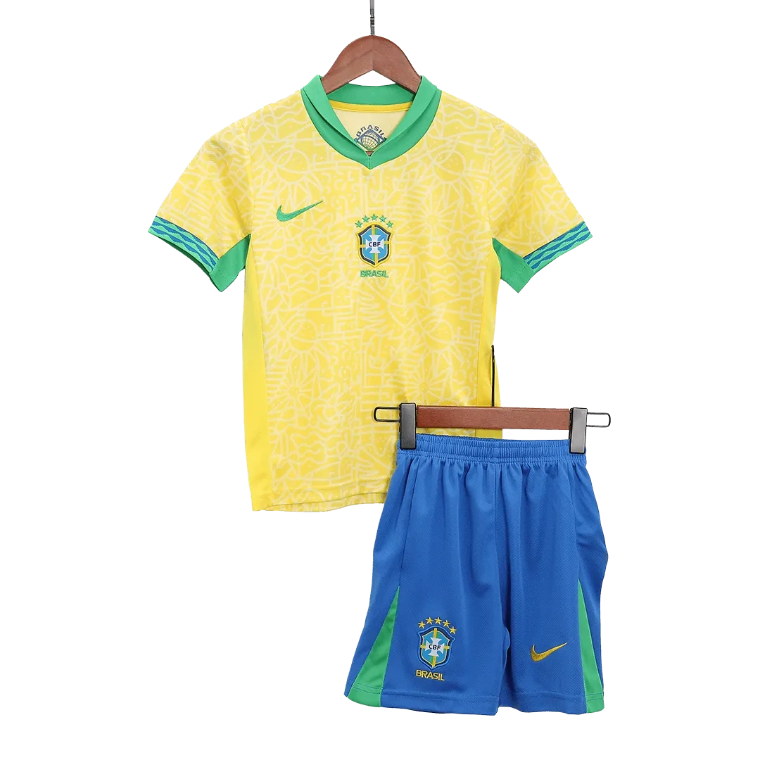 Kids Brazil Home Kit Copa America 2024 Youth Apparels