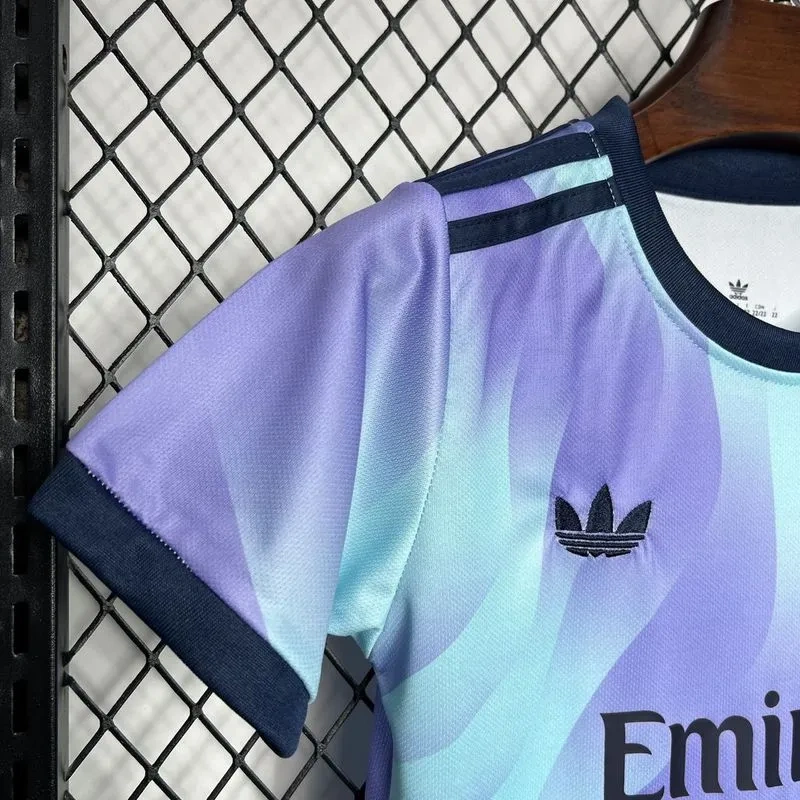 24-25 Arsenal Third Away Soccer Kids Kit Jersey+Shorts