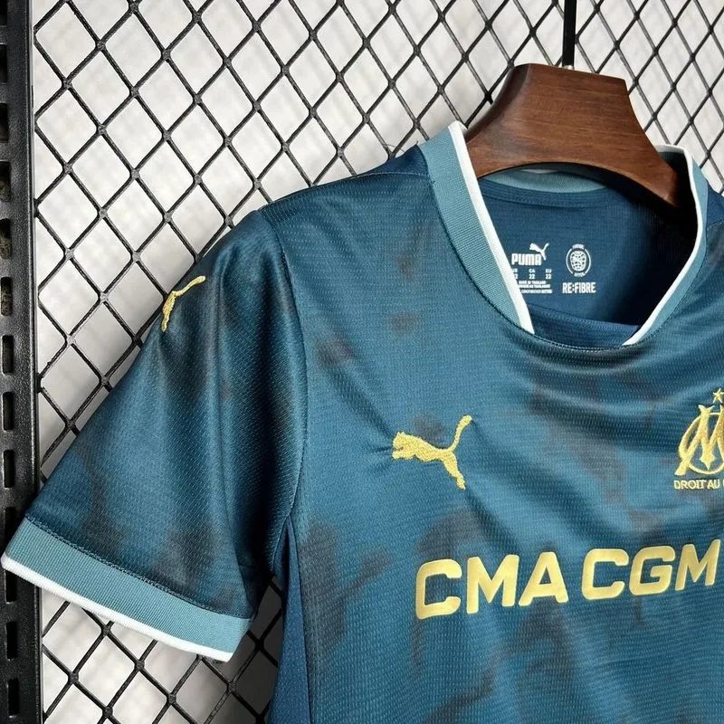24-25 Marseilles Away Soccer Kids Kit Jersey+Shorts