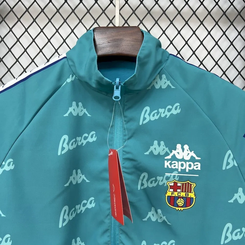 2025-26 Barcelona Retro Training Reversible Double-Sides Windbreaker Jacket Green&Blue