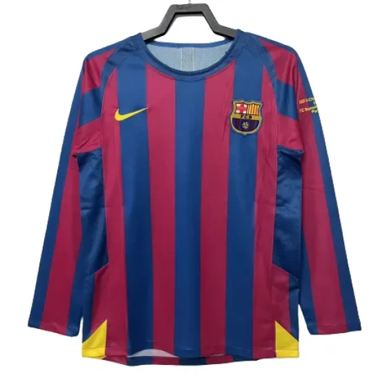 2005/06 Barcelona Retro Long Sleeve UCL Edition Home Jersey