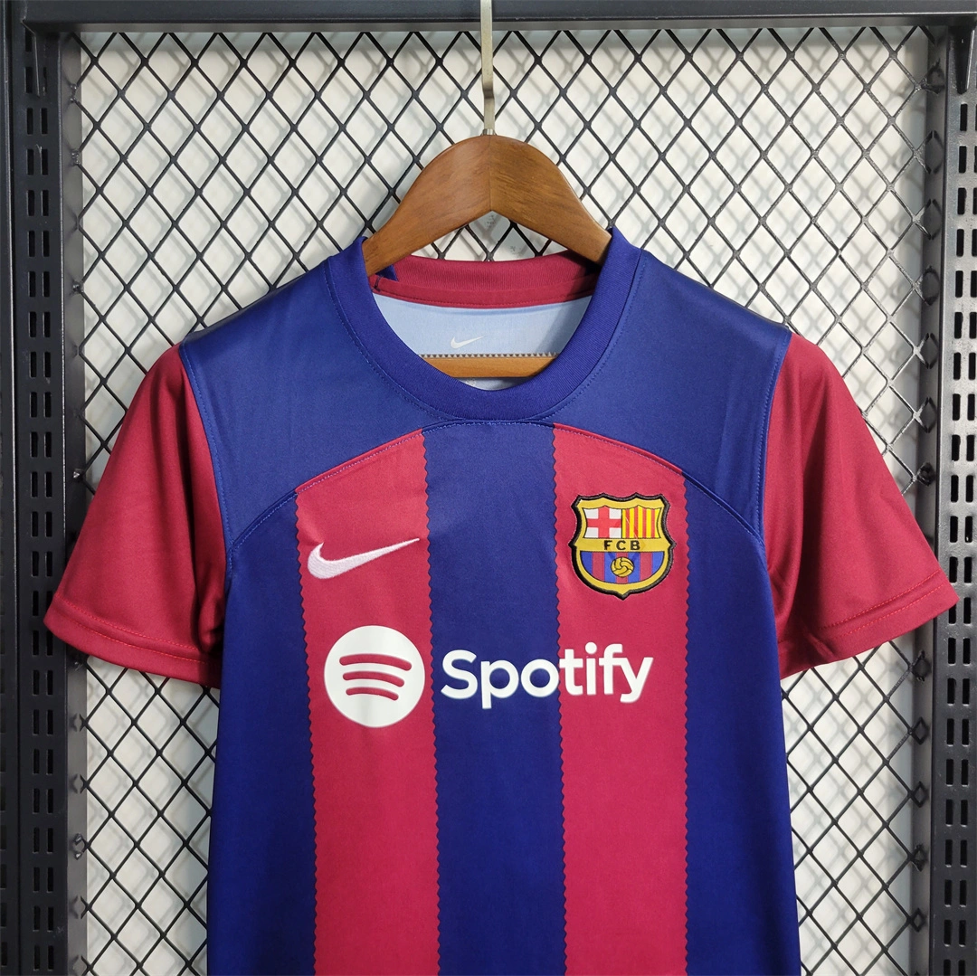23-24 Barcelona Home Kids Football Jersey Kit