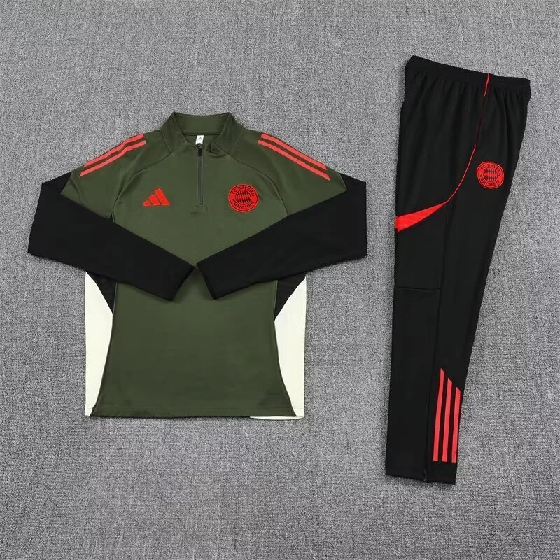 2025-26 Bayern Munich Green Training Kits Long Football Track suits