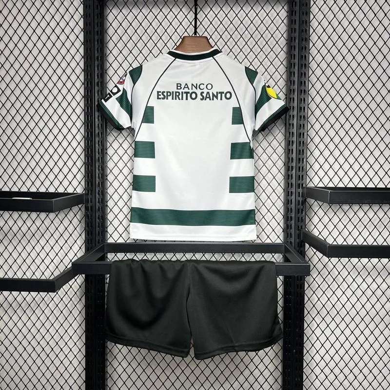 Sporting 01-03 Lisbon Home Retro Kid Kits Youth Apparels Football Jersey