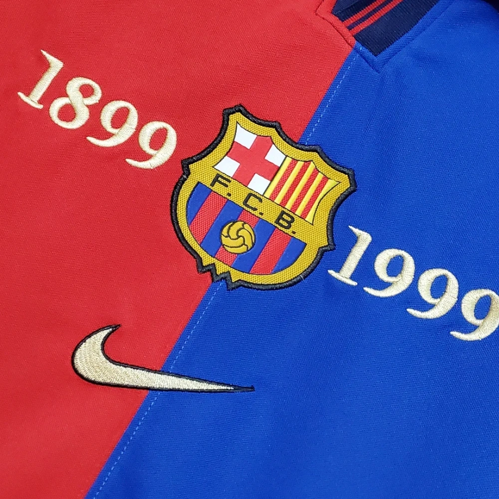 1999/2000 Retro Barcelona Home Long sleeves 100th Anniversary Version Football jersey