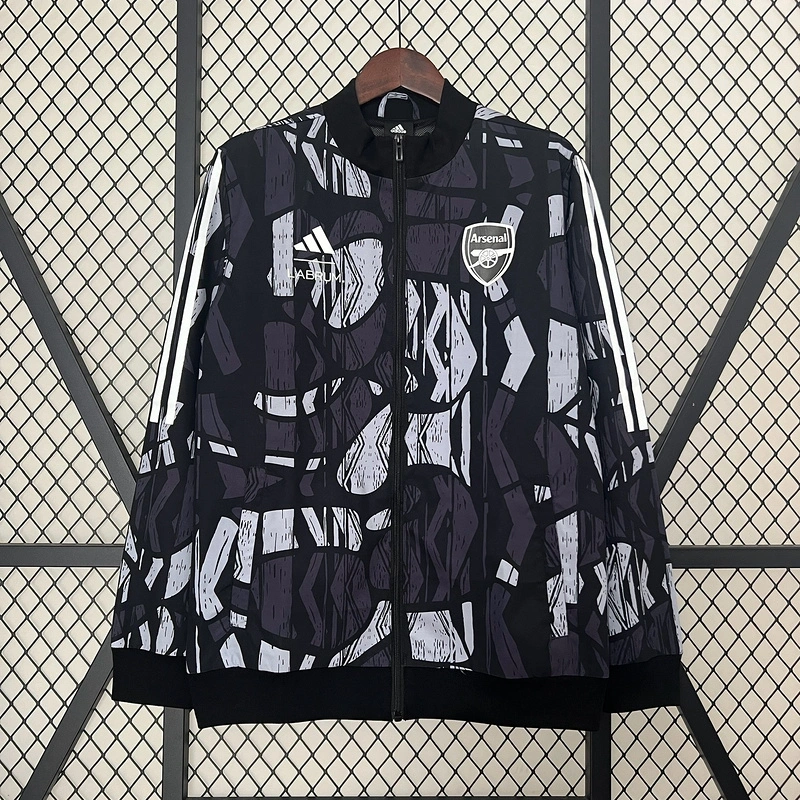 24-25 Arsenal Grey&black Windbreaker Jacket Football